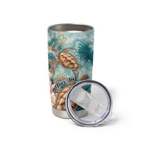 Personalized Caribbean Sea Turtle Tumbler Cup Fantastic Ocean Waves