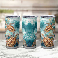 Personalized Caribbean Sea Turtle Tumbler Cup Fantastic Ocean Waves