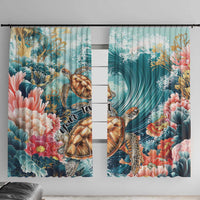 Personalized Caribbean Sea Turtle Window Curtain Fantastic Ocean Waves