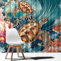 Personalized Caribbean Sea Turtle Window Curtain Fantastic Ocean Waves