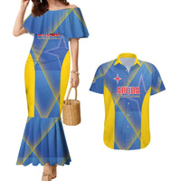 Custom Sport Team Aruba Couples Matching Mermaid Dress and Hawaiian Shirt One Team One Dream