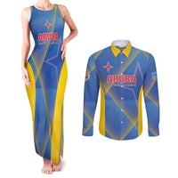 Custom Sport Team Aruba Couples Matching Tank Maxi Dress and Long Sleeve Button Shirt One Team One Dream