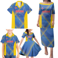 Custom Sport Team Aruba Family Matching Puletasi and Hawaiian Shirt One Team One Dream