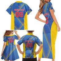 Custom Sport Team Aruba Family Matching Short Sleeve Bodycon Dress and Hawaiian Shirt One Team One Dream