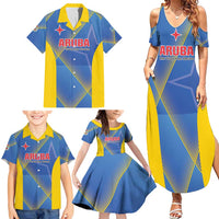 Custom Sport Team Aruba Family Matching Summer Maxi Dress and Hawaiian Shirt One Team One Dream