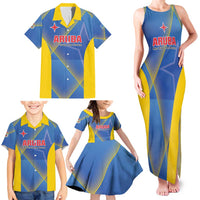 Custom Sport Team Aruba Family Matching Tank Maxi Dress and Hawaiian Shirt One Team One Dream