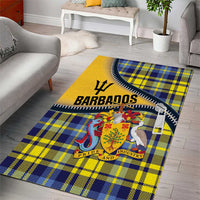 Barbados Celtic Festival Area Rug Yellow Blue Tartan Zipper Stylized