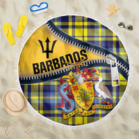 Barbados Celtic Festival Beach Blanket Yellow Blue Tartan Zipper Stylized