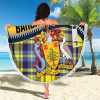 Barbados Celtic Festival Beach Blanket Yellow Blue Tartan Zipper Stylized