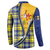 Barbados Celtic Festival Button Sweatshirt Yellow Blue Tartan Zipper Stylized