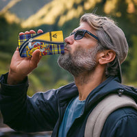 Barbados Celtic Festival 4 in 1 Can Cooler Tumbler Yellow Blue Tartan Zipper Stylized