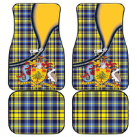 Barbados Celtic Festival Car Mats Yellow Blue Tartan Zipper Stylized