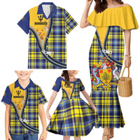 Barbados Celtic Festival Family Matching Mermaid Dress and Hawaiian Shirt Yellow Blue Tartan Zipper Stylized