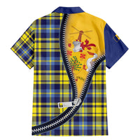 Barbados Celtic Festival Family Matching Mermaid Dress and Hawaiian Shirt Yellow Blue Tartan Zipper Stylized