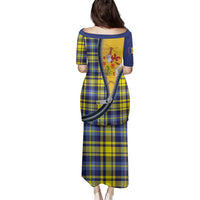 Barbados Celtic Festival Family Matching Puletasi and Hawaiian Shirt Yellow Blue Tartan Zipper Stylized