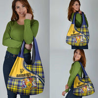 Barbados Celtic Festival Grocery Bag Yellow Blue Tartan Zipper Stylized