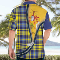 Barbados Celtic Festival Hawaiian Shirt Yellow Blue Tartan Zipper Stylized