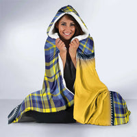 Barbados Celtic Festival Hooded Blanket Yellow Blue Tartan Zipper Stylized