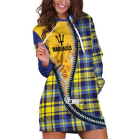 Barbados Celtic Festival Hoodie Dress Yellow Blue Tartan Zipper Stylized