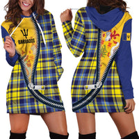Barbados Celtic Festival Hoodie Dress Yellow Blue Tartan Zipper Stylized
