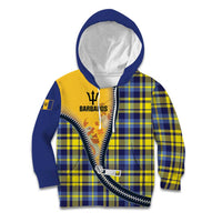Barbados Celtic Festival Kid Hoodie Yellow Blue Tartan Zipper Stylized