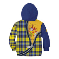 Barbados Celtic Festival Kid Hoodie Yellow Blue Tartan Zipper Stylized