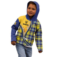 Barbados Celtic Festival Kid Hoodie Yellow Blue Tartan Zipper Stylized