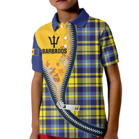 Barbados Celtic Festival Kid Polo Shirt Yellow Blue Tartan Zipper Stylized