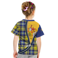 Barbados Celtic Festival Kid T Shirt Yellow Blue Tartan Zipper Stylized