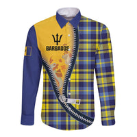 Barbados Celtic Festival Long Sleeve Button Shirt Yellow Blue Tartan Zipper Stylized