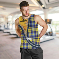 Barbados Celtic Festival Men Tank Top Yellow Blue Tartan Zipper Stylized