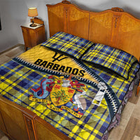 Barbados Celtic Festival Quilt Bed Set Yellow Blue Tartan Zipper Stylized
