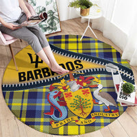 Barbados Celtic Festival Round Carpet Yellow Blue Tartan Zipper Stylized