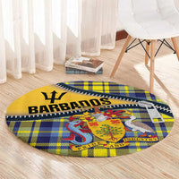 Barbados Celtic Festival Round Carpet Yellow Blue Tartan Zipper Stylized