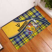 Barbados Celtic Festival Rubber Doormat Yellow Blue Tartan Zipper Stylized