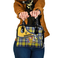 Barbados Celtic Festival Shoulder Handbag Yellow Blue Tartan Zipper Stylized