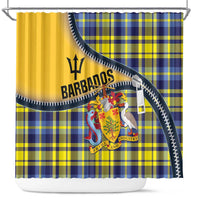 Barbados Celtic Festival Shower Curtain Yellow Blue Tartan Zipper Stylized