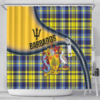 Barbados Celtic Festival Shower Curtain Yellow Blue Tartan Zipper Stylized