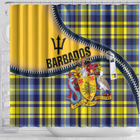 Barbados Celtic Festival Shower Curtain Yellow Blue Tartan Zipper Stylized