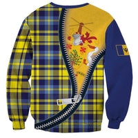 Barbados Celtic Festival Sweatshirt Yellow Blue Tartan Zipper Stylized