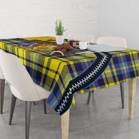 Barbados Celtic Festival Tablecloth Yellow Blue Tartan Zipper Stylized