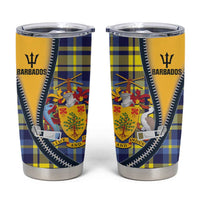 Barbados Celtic Festival Tumbler Cup Yellow Blue Tartan Zipper Stylized