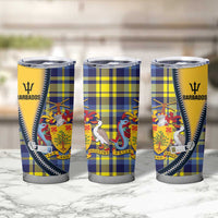 Barbados Celtic Festival Tumbler Cup Yellow Blue Tartan Zipper Stylized