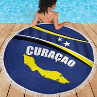 Curacao Flag Day Beach Blanket Korsou Map Simple Style
