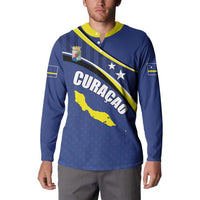 Curacao Flag Day Button Sweatshirt Korsou Map Simple Style