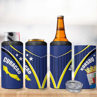 Curacao Flag Day 4 in 1 Can Cooler Tumbler Korsou Map Simple Style