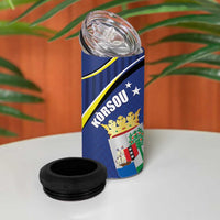 Curacao Flag Day 4 in 1 Can Cooler Tumbler Korsou Map Simple Style