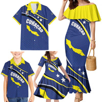 Curacao Flag Day Family Matching Mermaid Dress and Hawaiian Shirt Korsou Map Simple Style