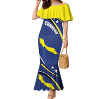 Curacao Flag Day Family Matching Mermaid Dress and Hawaiian Shirt Korsou Map Simple Style