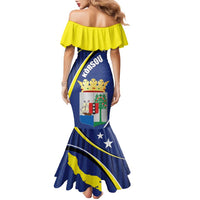 Curacao Flag Day Family Matching Mermaid Dress and Hawaiian Shirt Korsou Map Simple Style